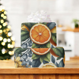 Citrus Waterverf Sinaasappel Fruit Botanische Zome Cadeaupapier