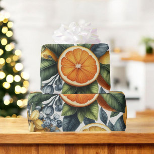 Citrus Waterverf Sinaasappel Fruit Botanische Zome Cadeaupapier