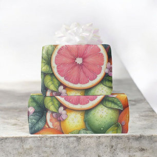 Citrus Waterverf Sinaasappel Fruit Botanische Zome Cadeaupapier