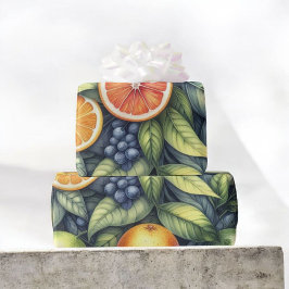 Citrus Waterverf Sinaasappel Fruit Botanische Zome Cadeaupapier