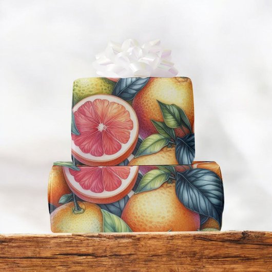 Citrus Waterverf Sinaasappel Fruit Botanische Zome Cadeaupapier