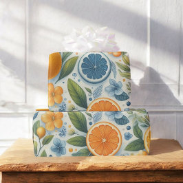 Citrus Waterverf Sinaasappel Fruit Botanische Zome Cadeaupapier