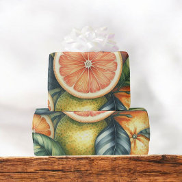 Citrus Waterverf Sinaasappel Fruit Botanische Zome Cadeaupapier