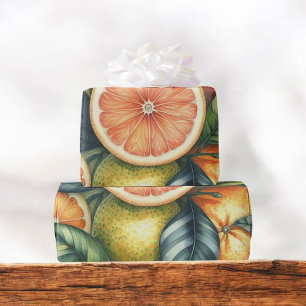 Citrus Waterverf Sinaasappel Fruit Botanische Zome Cadeaupapier