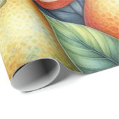 Citrus Waterverf Sinaasappel Fruit Botanische Zome Cadeaupapier (Rol Hoek)