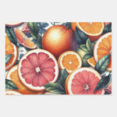 Citrus Waterverf Sinaasappel Fruit Botanische Zome Inpakpapier Vel (Voorkant)