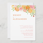 Citrus Waterverf trouwfoto Kaart (Voorkant)