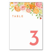 Citrus Waterverf Trouwtafel nummer Kaart (Voorkant)