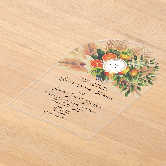 Citrus Wedding Acryl Uitnodigingen (Laagn)