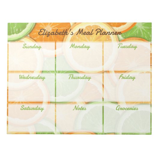 Citrus Weekelijkse Maaltijdplanner Notitieblok (Voorkant)