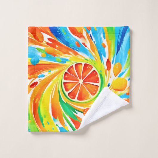 Citrus wervelende Splash Design Bad Handdoek (Wasdoekje)