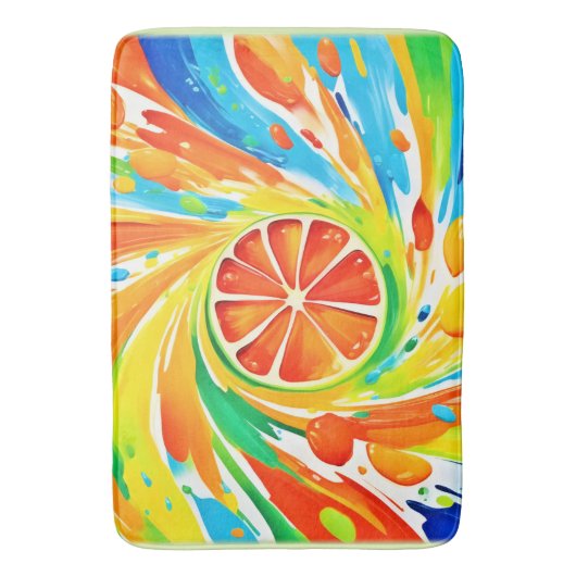Citrus wervelende Splash Design Badmat (Voorkant Verticaal)
