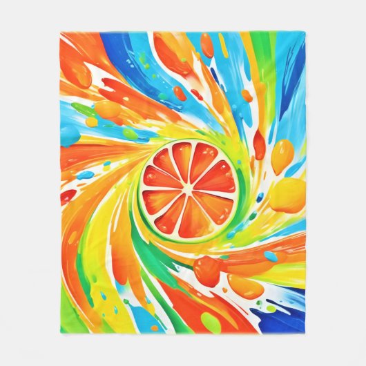 Citrus wervelende Splash Design Fleece Deken (Voorkant)