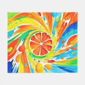 Citrus wervelende Splash Design Fleece Deken (Voorkant (Horizontaal))