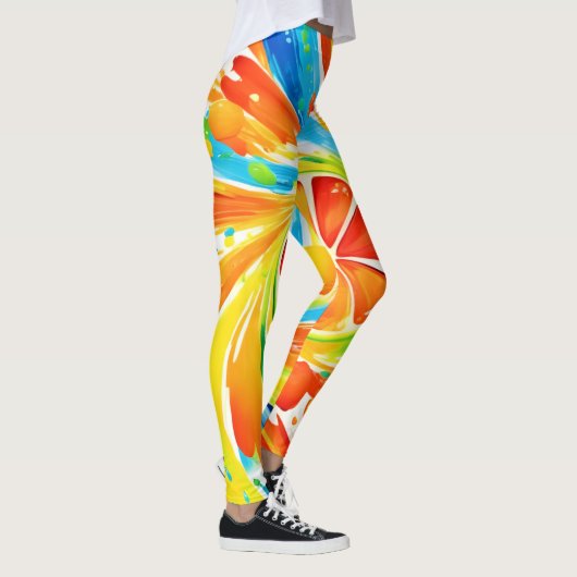 Citrus wervelende Splash Design Leggings (Rechts)