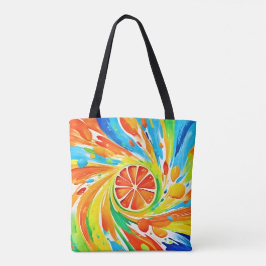Citrus wervelende Splash Design Tote Bag (Achterkant)