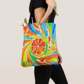 Citrus wervelende Splash Design Tote Bag (Dichtbij)