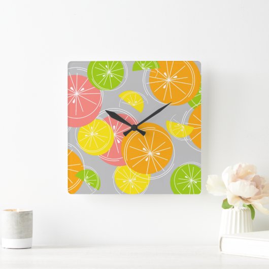 Citrus White clocknsquare grijs Vierkante Klok (Huis)
