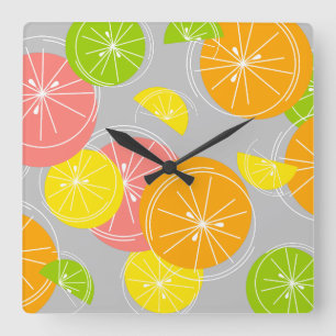 Citrus White clocknsquare grijs Vierkante Klok