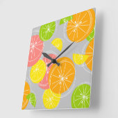Citrus White clocknsquare grijs Vierkante Klok (Hoek)