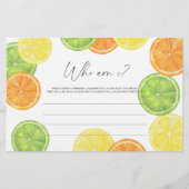 Citrus - Wie ben ik bruidsfeest spel Briefpapier (Voorkant)