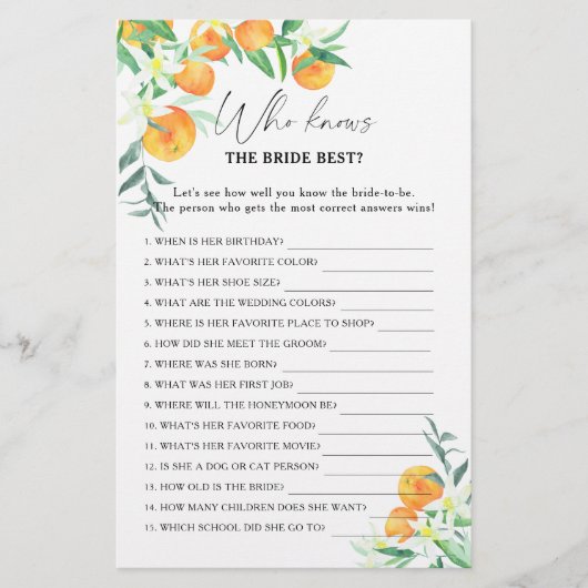Citrus - Wie kent het beste bruidsspel (Voorkant)