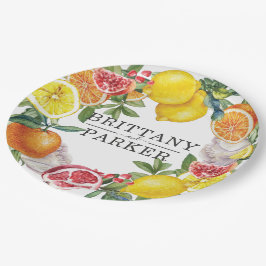 Citrus Wreath Botanical Wedding Papieren Bordje