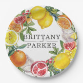 Citrus Wreath Botanical Wedding Papieren Bordje (Voorkant)