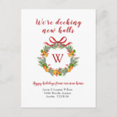 Citrus Wreator met Monogram Holiday Moving Briefkaart (Voorkant)