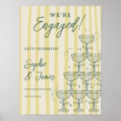 Citrus Yellow Champagne Tower Engagement Welcome Poster (Voorkant)