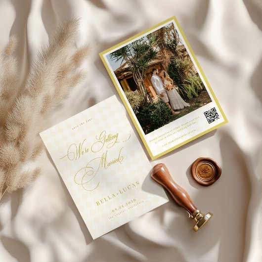 Citrus Yellow Check Luxe Summer Wedding Save The Date