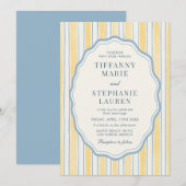 Citrus Yellow Elegant Modern Stripe Wedding Kaart (Voorkant / Achterkant)