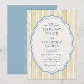 Citrus Yellow Elegant Modern Stripe Wedding Kaart (Voorkant / Achterkant)