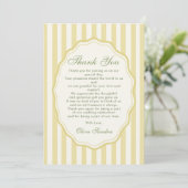 Citrus Yellow Elegant Stripe Wedding Bedankkaart (Staand voorkant)
