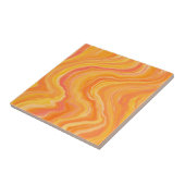 Citrus Yellow en Oranje Wavy Stripes Tegeltje (Zijkant)