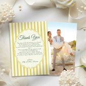 Citrus Yellow Green Elegant Modern Stripe Wedding Bedankkaart