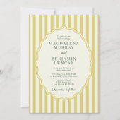 Citrus Yellow Green Elegant Modern Stripe Wedding Kaart (Voorkant)