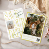 Citrus Yellow & Green Typography Stylish Wedding Save The Date