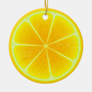 Citrus Yellow Lemon Fruit Slice Keramisch Ornament