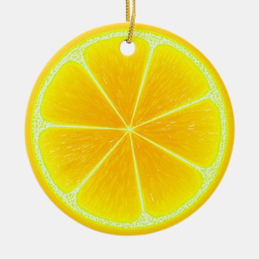 Citrus Yellow Lemon Fruit Slice Keramisch Ornament (Voorkant)