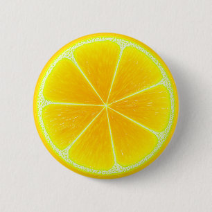 Citrus Yellow Lemon Fruit Slice Ronde Button 5,7 Cm