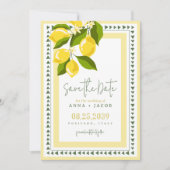 Citrus Yellow Lemon Italian Wedding Save The Date (Voorkant)