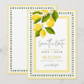 Citrus Yellow Lemon Italian Wedding Save The Date (Voorkant / Achterkant)