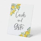 Citrus Yellow Lemon Thema Kaarten en cadeaubordje Reclamebord Met Voetstuk (Voorkant)