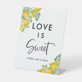 Citrus Yellow Lemon Theme Love is Sweet Trets Reclamebord Met Voetstuk