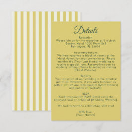 Citrus Yellow Olive Green and Ivory Wedding Detail Informatiekaartje