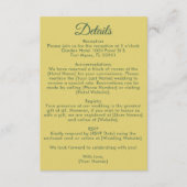 Citrus Yellow Olive Green and Ivory Wedding Detail Informatiekaartje (Voorkant)