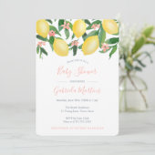 Citrus Yellow Soft Pink Baby shower Kaart (Staand voorkant)