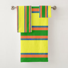 Citrus Yellow Stripe 3-puntendoekset Bad Handdoek