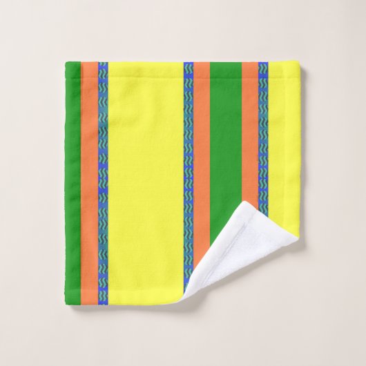 Citrus Yellow Stripe 3-puntendoekset Bad Handdoek (Wasdoekje)